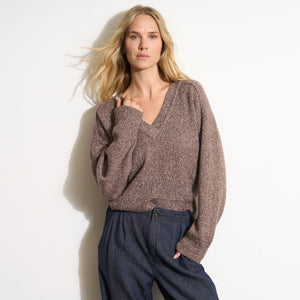 Womens Eden Deep V Neck Sweater WSTP0003 Mountain Ridge Melange