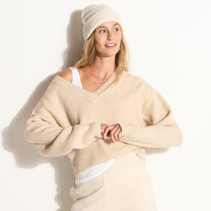 Womens Lennox Double-Rolled Beanie AWHA0005 Bone O S