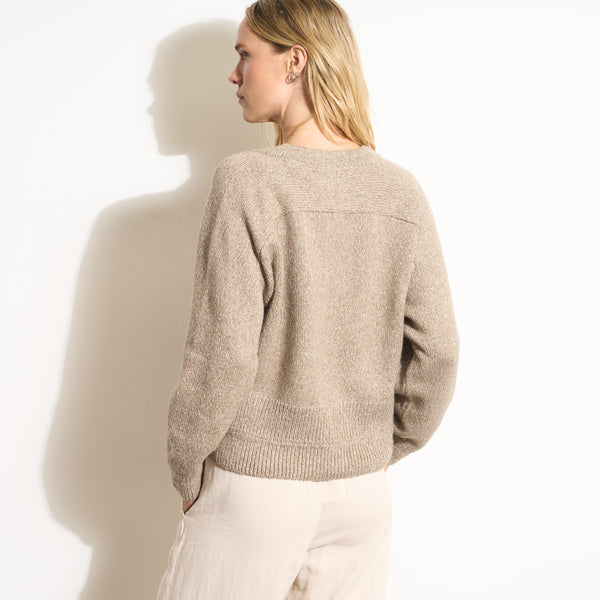 Womens Eden Deep V Neck Sweater WSTP0003 Stone Melange