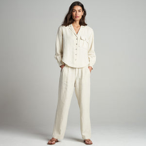 Womens Cameron Wide Leg Linen Pant WWPT0005 Bone