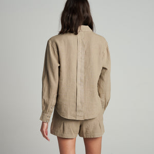 Womens Edith Long Sleeve Linen Shirt WWTP0014 Harvest