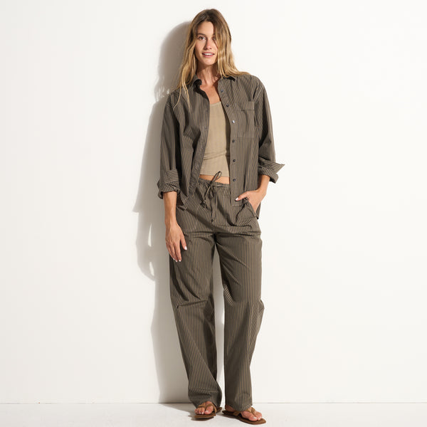 Womens Eleanor Mid Rise Striped Poplin Pant WWTP0012SP Sparrow Stripe