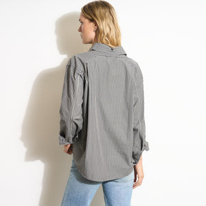 Womens Elliott Oversized Stripe Poplin Shirt WWTP0015 Ashen Stripe