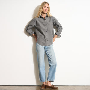 Womens Elliott Oversized Stripe Poplin Shirt WWTP0015 Ashen Stripe