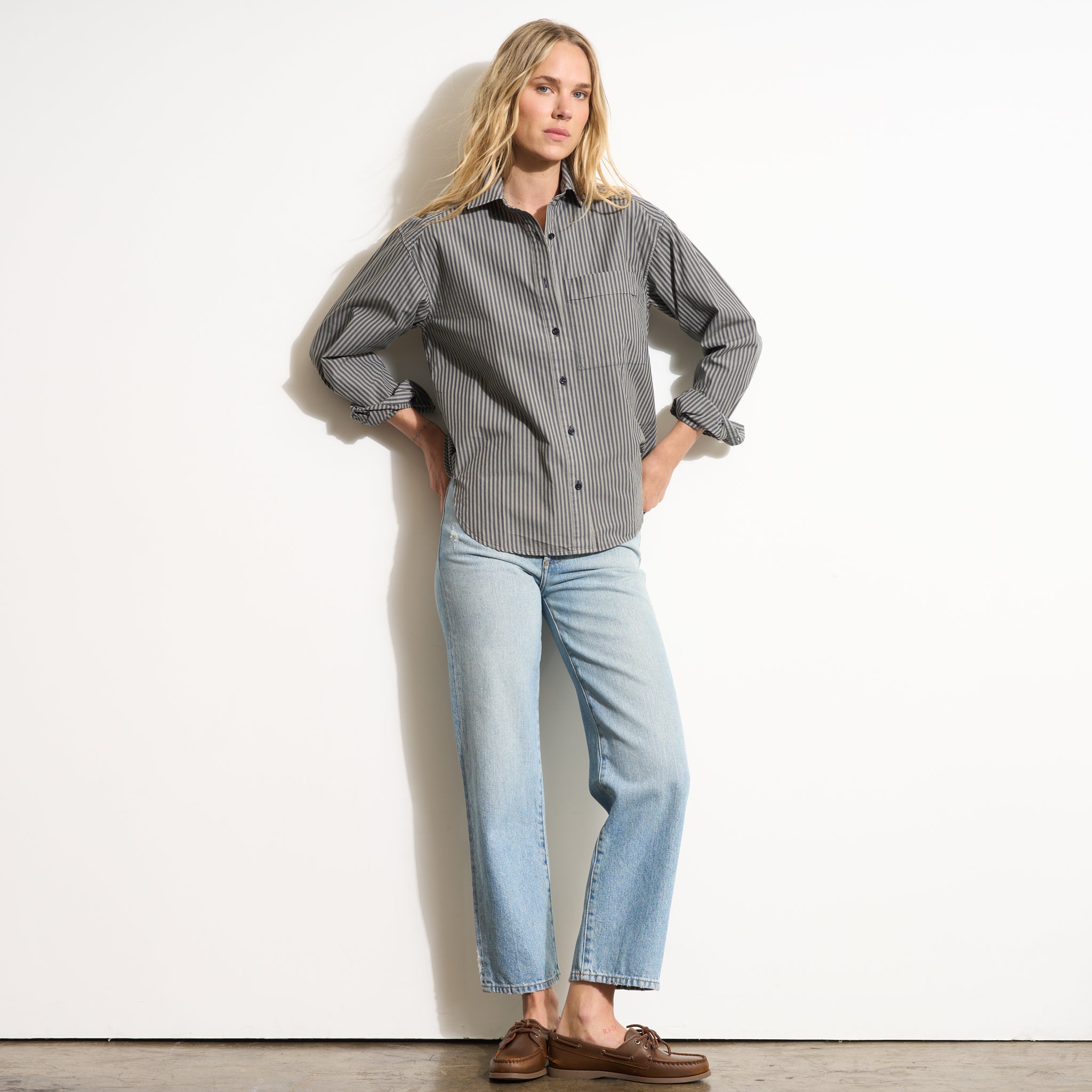 Elliott Oversized Stripe Poplin Shirt – Rowan