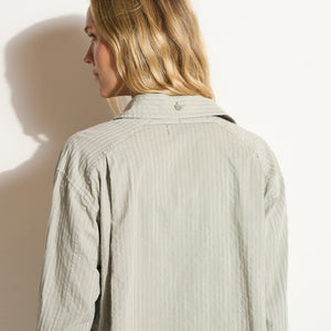 Womens Elliot Oversized Slub Stripe Shirt WWTP0015SS Ashen