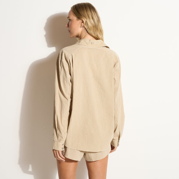 Womens Elliot Oversized Slub Stripe Shirt WWTP0015SS Palo Santo