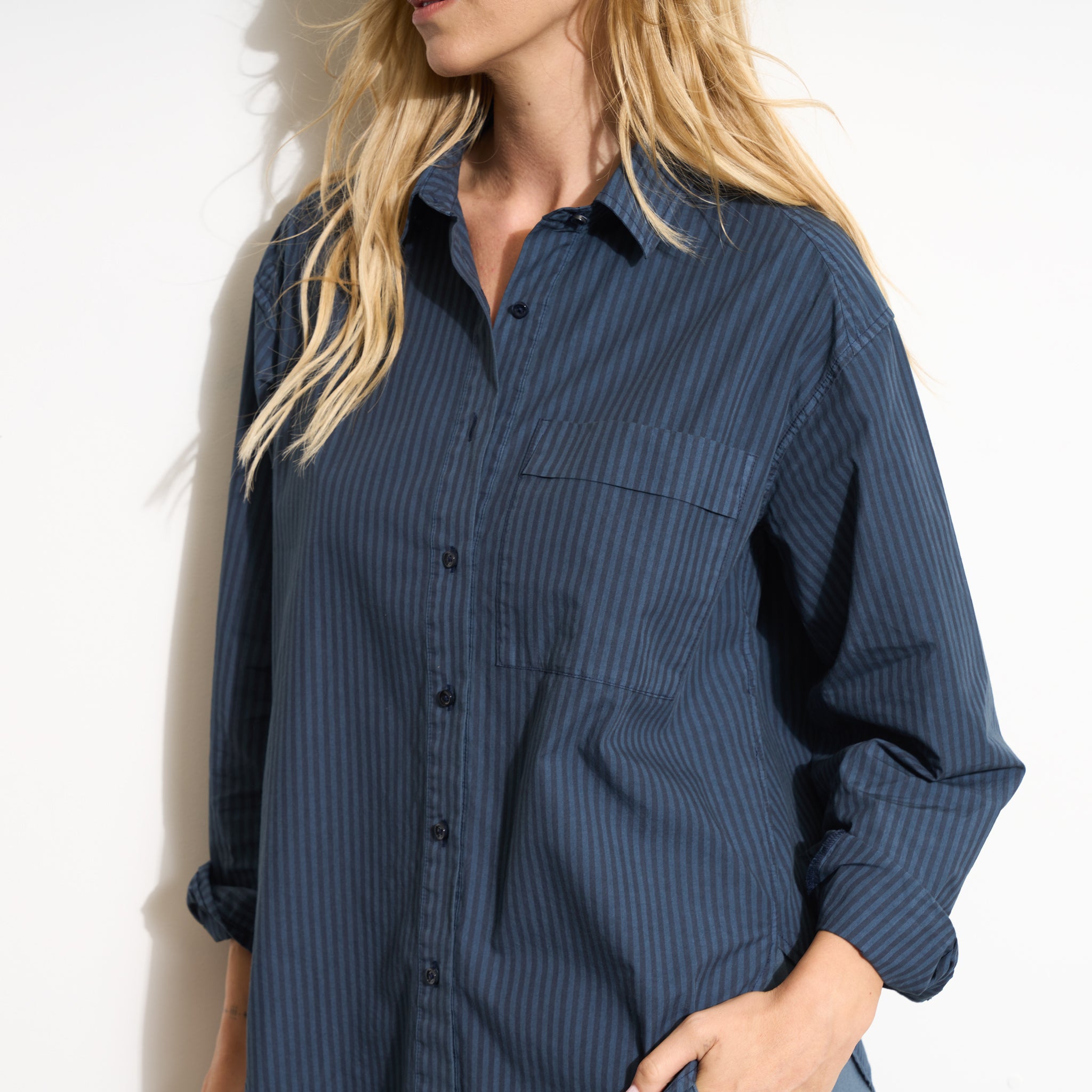 elliott dress shirts Elliott Oversized Stripe Poplin Shirt, WWTP0015 / Seaport Stripe / S