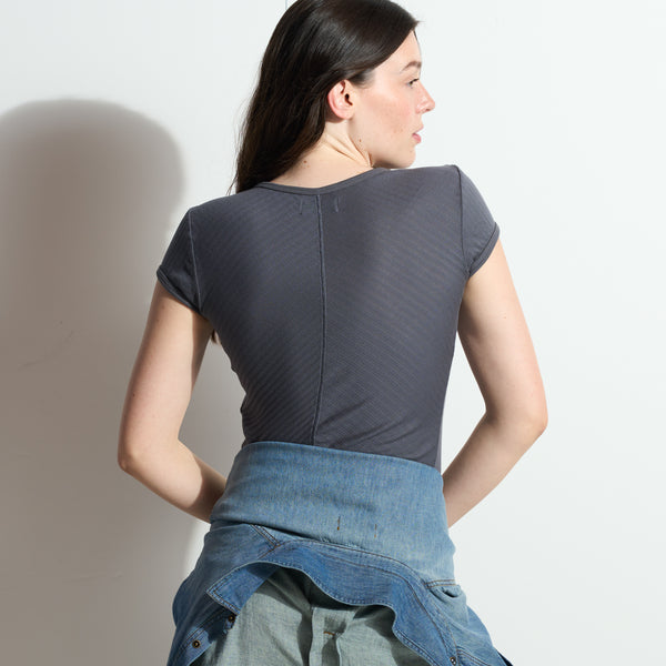 Womens Elodie Slim Rib Tee WKTP0025 Blue Dusk