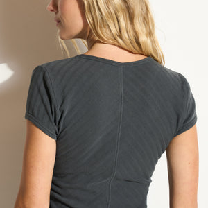 Womens Elodie Organic Slim Rib Tee WKTP0025OVS Blue Dusk