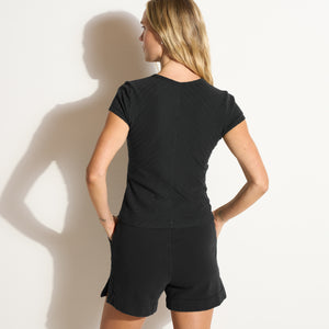 Womens Elodie Organic Slim Rib Tee WKTP0025OVS Black