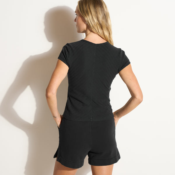 Womens Elodie Organic Slim Rib Tee WKTP0025OVS Black