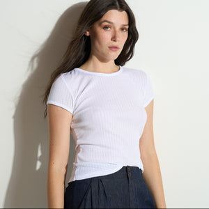 Womens Elodie Slim Rib Tee WKTP0025 White L