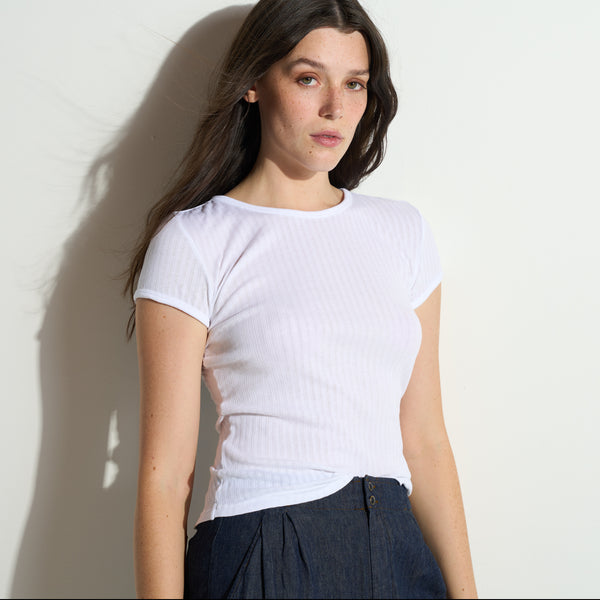 Womens Elodie Slim Rib Tee WKTP0025 White L