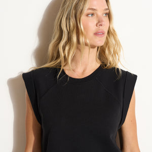 Womens Estelle Cap-Sleeve Raglan Terry Sweatshirt WKLT0003 Black