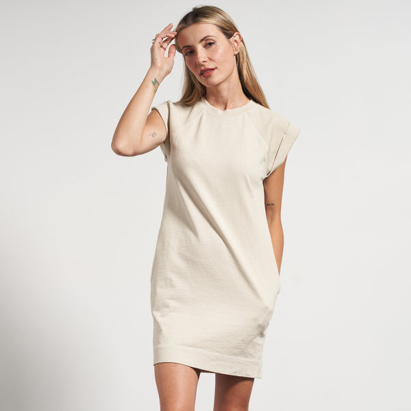 Womens Estelle Cap-Sleeve Raglan Heritage Dress WKDR0003 Bone