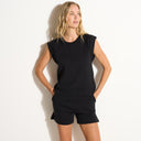 Womens Estelle Cap-Sleeve Raglan Terry Sweatshirt WKLT0003 Black