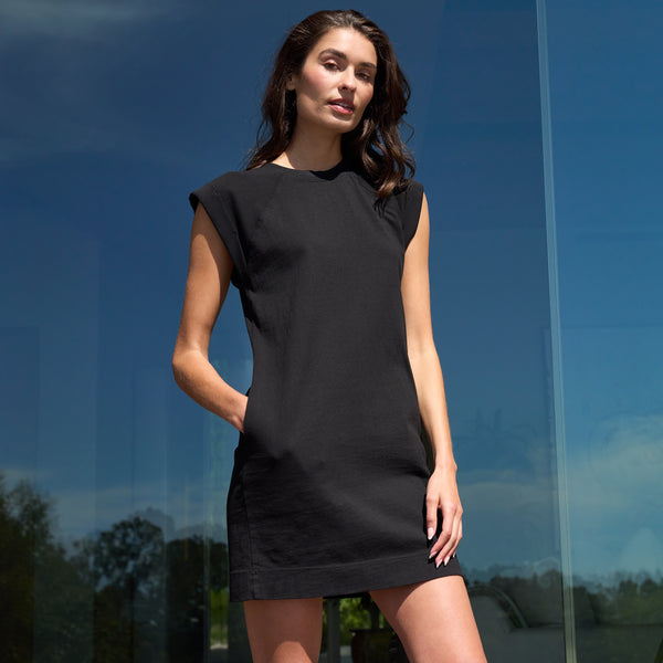 Womens Estelle Cap-Sleeve Raglan Heritage Dress WKDR0003 Black
