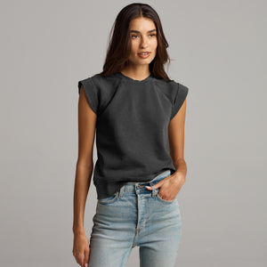 Womens Estelle Cap-Sleeve Raglan Terry Sweatshirt WKLT0003 Faded Black