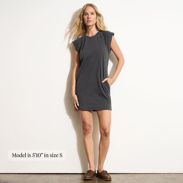 Womens Estelle Cap-Sleeve Raglan Heritage Dress WKDR0003 Faded Black