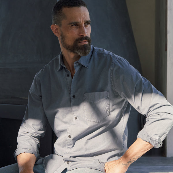 Mens Everett Poplin Shirt MWTP0001 Blue Dusk