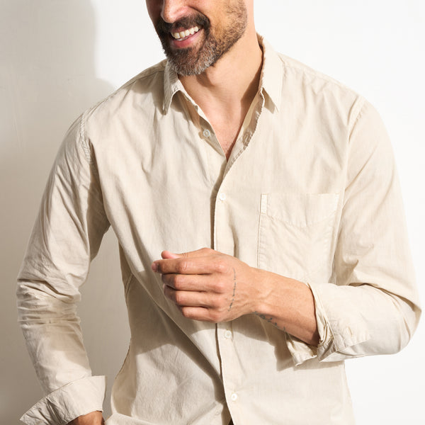Mens Everett Poplin Shirt MWTP0001 Bone