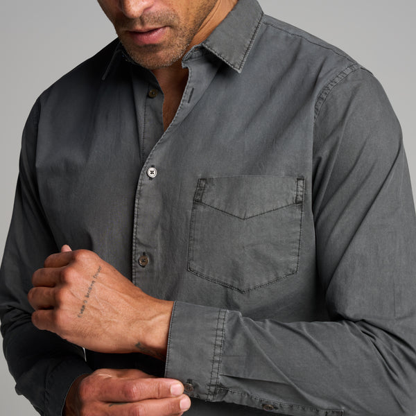 Mens Everett Poplin Shirt MWTP0001 Faded Black