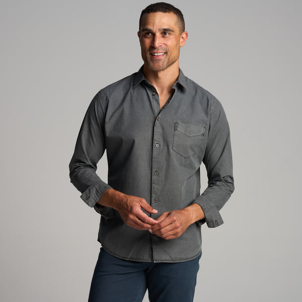 Mens Everett Poplin Shirt MWTP0001 Faded Black