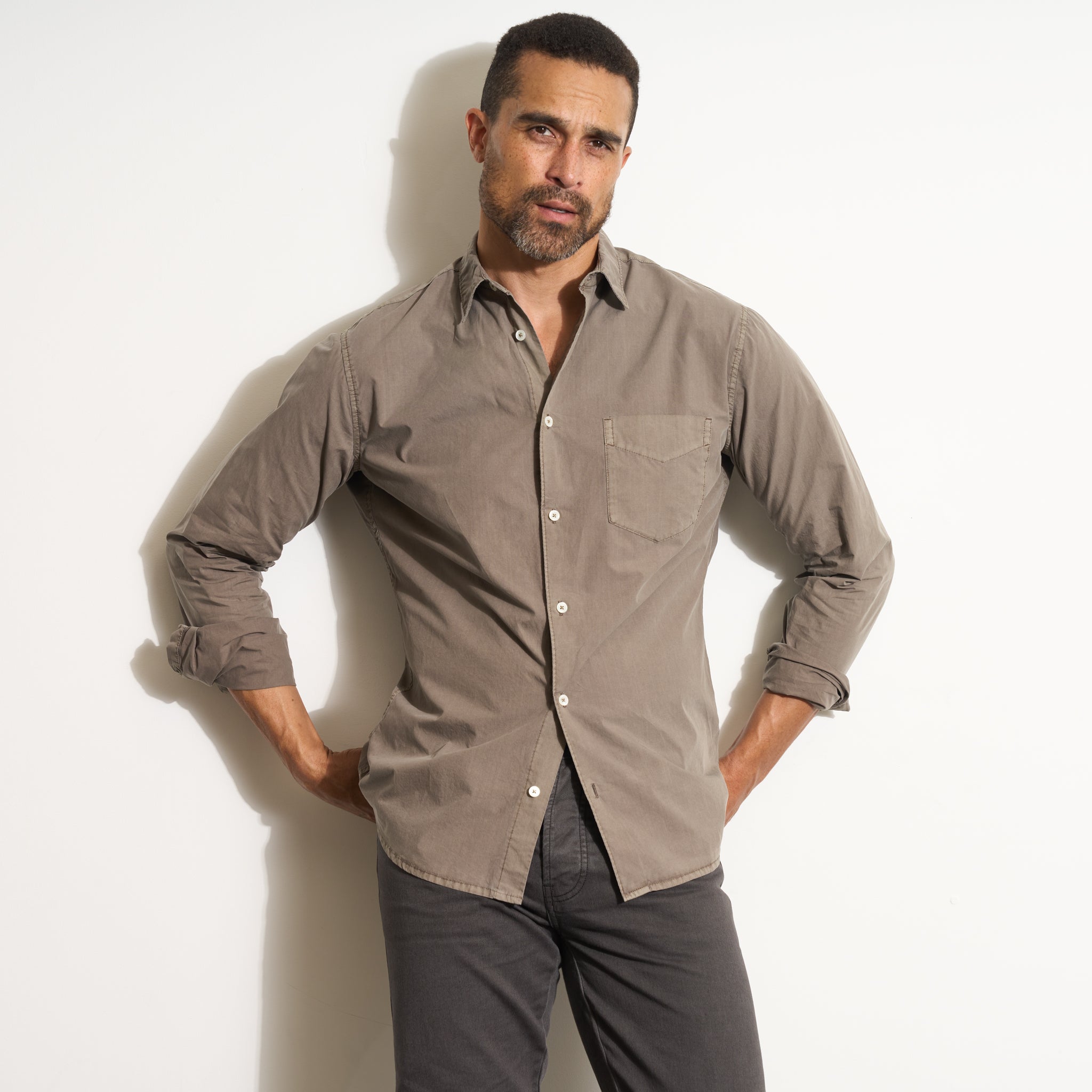 Everett Poplin Shirt, MWTP0001 / Sparrow / L