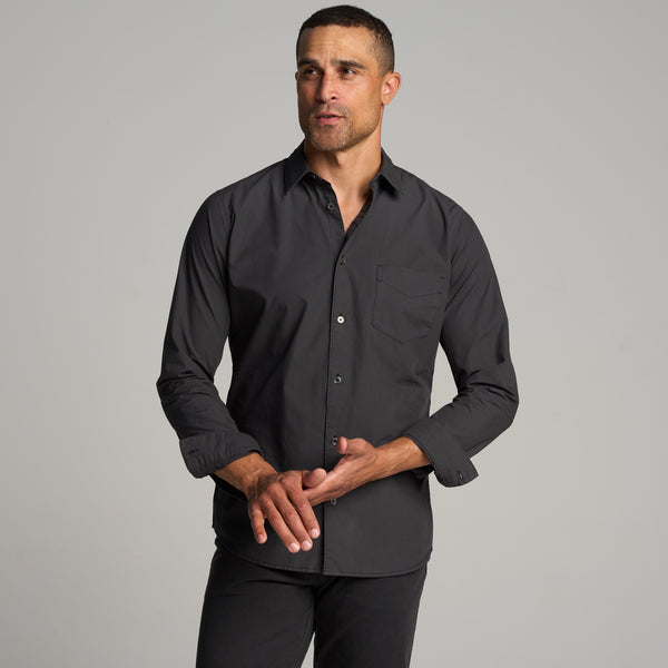 Mens Everett Poplin Shirt MWTP0001 Washed Black