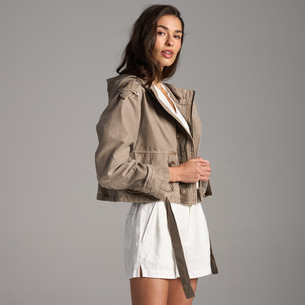 Womens Finnian Hooded Utility Jacket WWOW0004 Stone XS