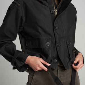 Womens Finnian Hooded Utility Jacket WWOW0004 Washed Black