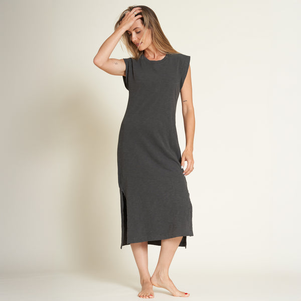 Womens Georgia Slub Muscle Tank Dress WKDR0005 Faded Black