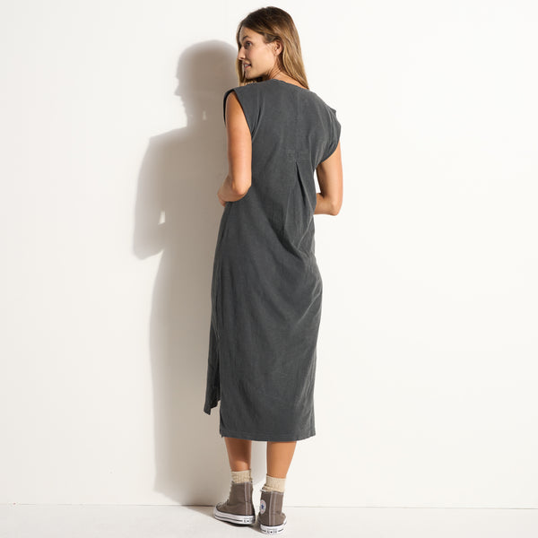 Womens Georgia Slub Muscle Tank Dress WKDR0005 Faded Black