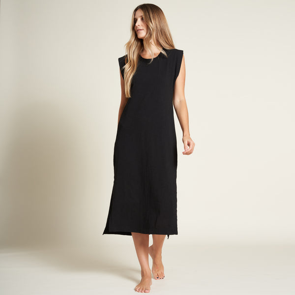Womens Georgia Slub Muscle Tank Dress WKDR0005 Black