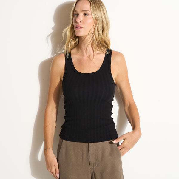 Womens Harlee Organic Scoop Neck Rib Tank WKTP0013OVS Black