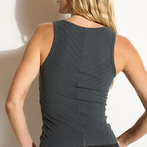 Womens Harlee Organic Scoop Neck Rib Tank WKTP0013OVS Blue Dusk