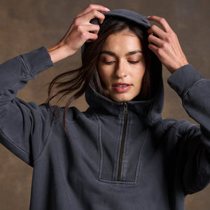 Womens Josephine Quarter Zip Pullover Hoodie WKLT0004 Blue Dusk