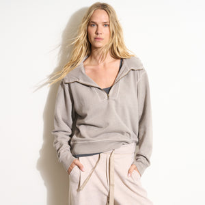 Womens Josephine Quarter Zip Pullover Hoodie WKLT0004 Ashen