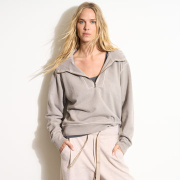 Womens Josephine Quarter Zip Pullover Hoodie WKLT0004 Ashen