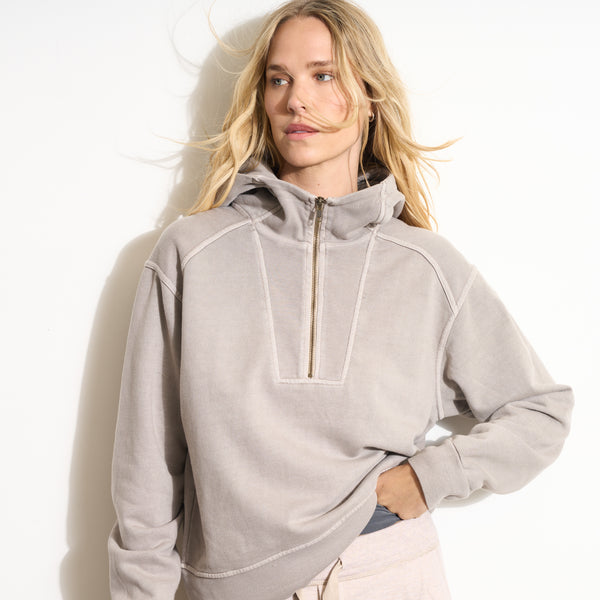 Womens Josephine Quarter Zip Pullover Hoodie WKLT0004 Ashen