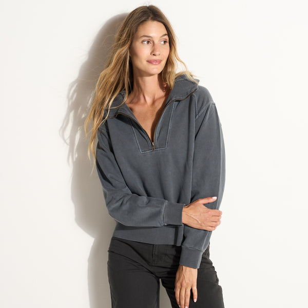 Womens Josephine Quarter Zip Pullover Hoodie WKLT0004 Blue Dusk