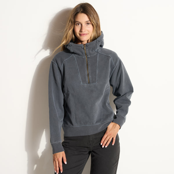 Womens Josephine Quarter Zip Pullover Hoodie WKLT0004 Blue Dusk