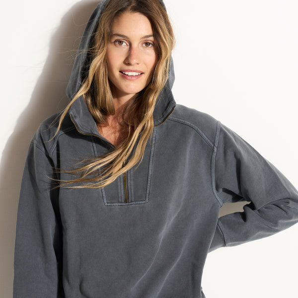 Womens Josephine Quarter Zip Pullover Hoodie WKLT0004 Blue Dusk