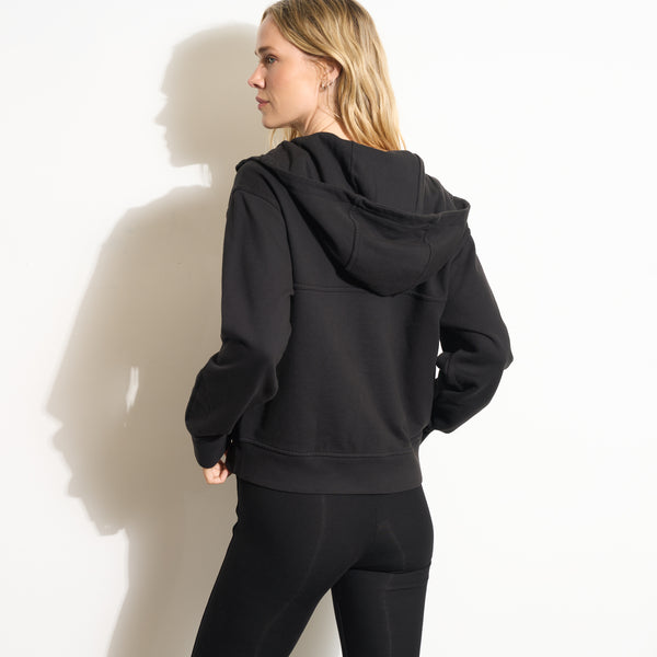 Womens Josephine Quarter Zip Pullover Hoodie WKLT0004 Washed Black
