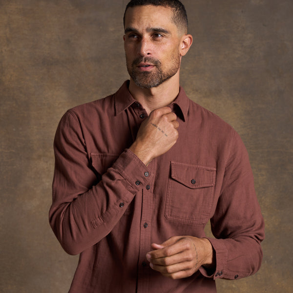 Mens Leeds Double Layer Cotton Gauze Shirt MWTP0010 Cordovan