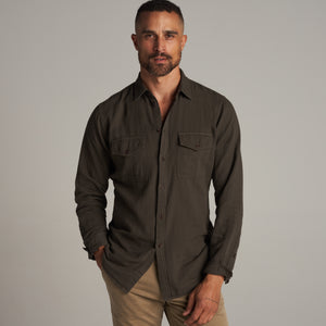 Mens Leeds Double Layer Cotton Gauze Shirt MWTP0010 Olive