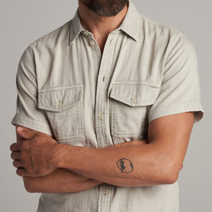 Mens Leeds Cotton Gauze Short Sleeve Shirt MWTP0017 Chalk