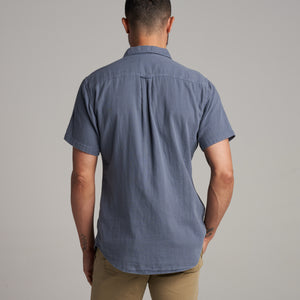 Mens Leeds Cotton Gauze Short Sleeve Shirt MWTP0017 Pacific