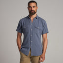 Mens Leeds Cotton Gauze Short Sleeve Shirt MWTP0017 Pacific